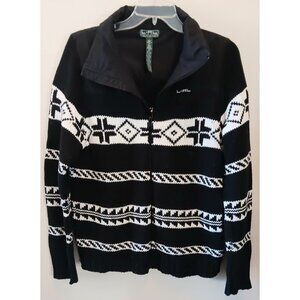 Ralph Lauren LRL Sweater Jacket Black Cream Aztec Southwestern Western L